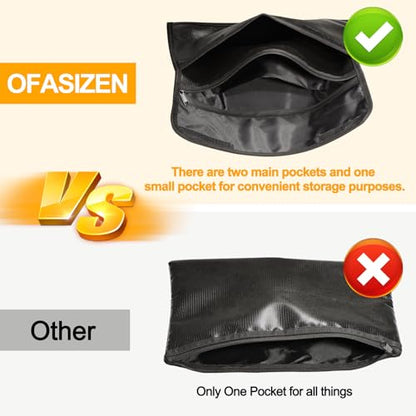 OFASIZEN Fireproof Document Bag (5200℉) for Cash, Passport, Important Documents, and Valuables - Fireproof Money Bag