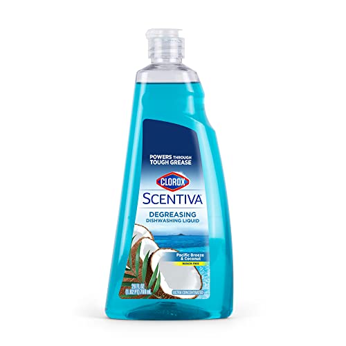 Clorox Scentiva Dishwashing Liquid Soap | Smells Great and Cuts Through Grease FAST | Quick Rinsing Formula Washes Away Germs | A Powerful Clean You Can Trust, Pacific Breeze & Coconut, 26 Oz