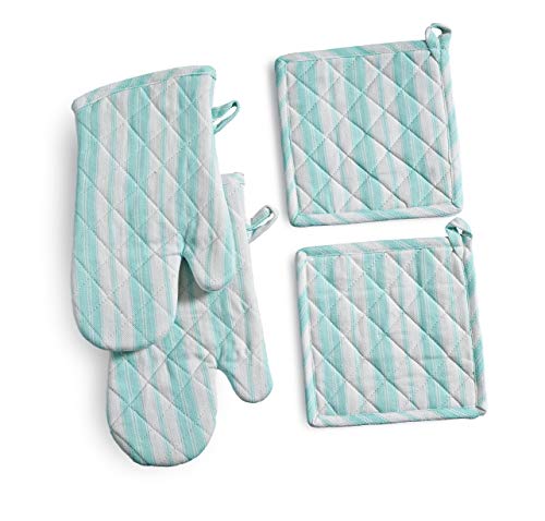 4 Piece Heat Resistant Oven Mitts and Potholders Set