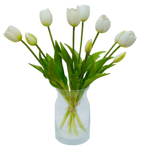 10 Pack Faux Silicone Tulip Flowers Bouquet Decor
