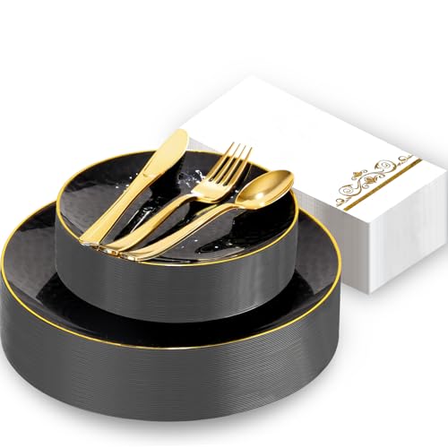 150 Piece Disposable Plastic Dinnerware Set for 25 Guests