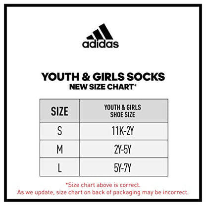 adidas Kids-Boy's/Girl's Cushioned Angle Stripe Crew Socks (6-Pair), Black/Onix Grey/Night Grey, Medium