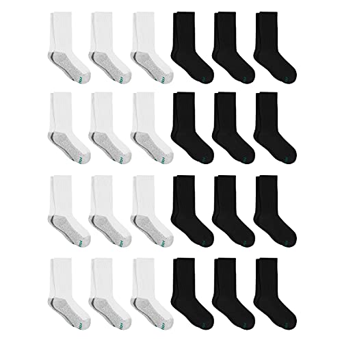 12 Pack Hanes Boys Cushioned Crew Socks