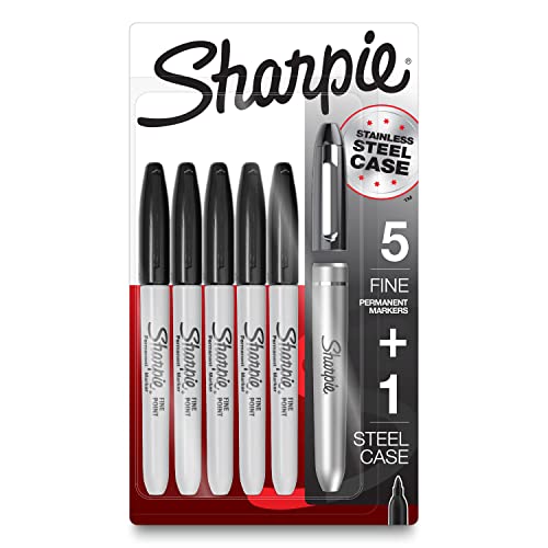 6 Pack Sharpie Permanent Markers with Steel Case