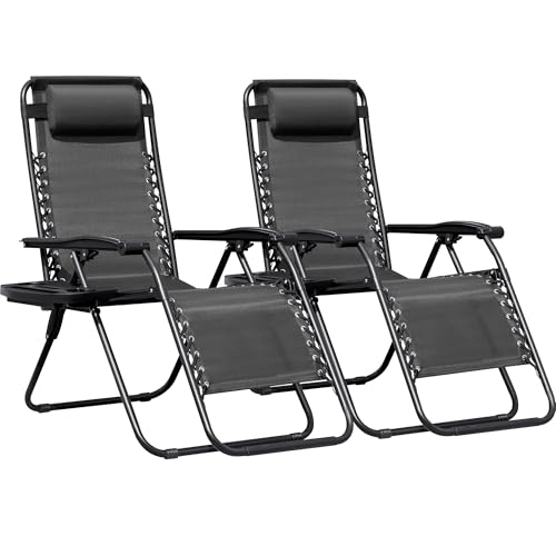 2 Pack Zero Gravity Reclining Patio Lounge Chairs