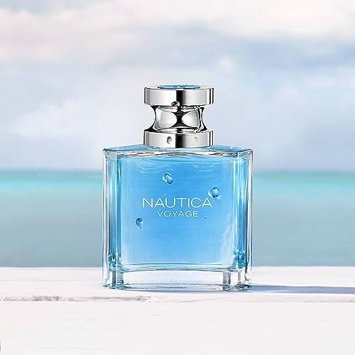 Nautica Voyage Eau De Toilette for Men - Fresh, Romantic, Fruity Scent Woody, Aquatic Notes of Apple, Water Lotus, Cedarwood, and Musk Ideal Day Wear 3.3 Fl Oz