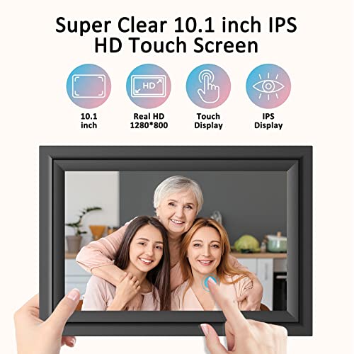 SAMMIX Digital Picture Frame, 10.1 Inch WiFi Digital Photo Frame, IPS HD Touch Screen Electronic Picture Frame, 16GB Storage, Slideshow, Easy to Share Photos and Video via Uhale APP, Gifts for Family