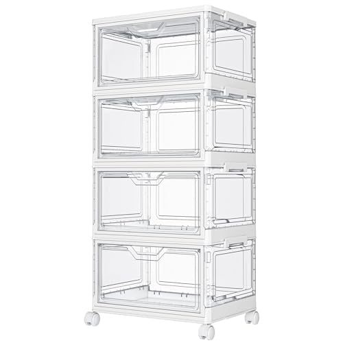 4 Tier Stackable Plastic Storage Bins with Lids