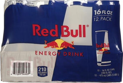 12 Pack Red Bull Energy Drink with Caffeine, 16 Fl Oz