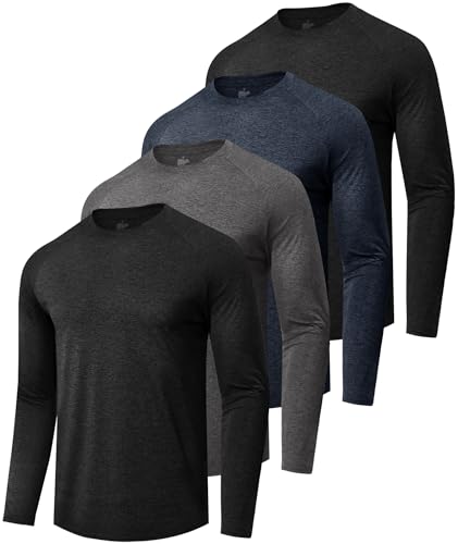 4 Pack Quick Dry Long Sleeve Athletic Shirts
