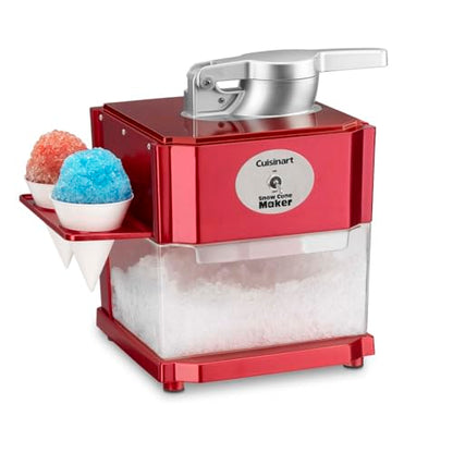 Cuisinart Snow Cone Machine - Makes 5 Icy Cones for Slushies & Frozen Drinks - Includes Reusable & Paper Cones, Red, SCM-10P1
