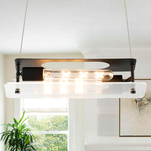 Modern Linear Pendant Light with Glass Shade