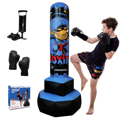 Inflatable Kids Punching Bag with Boxing Gloves