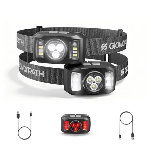 2 Pack Rechargeable LED Headlamp with Red Light