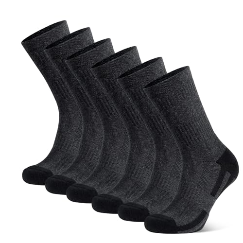 3 Pack Cushioned Moisture-Wicking Crew Work Socks