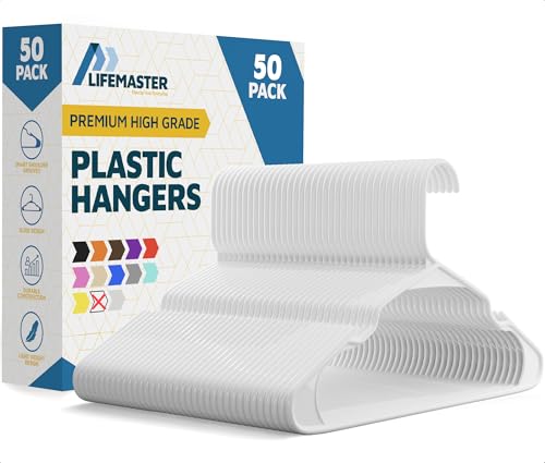 50 Pack Non-Slip Plastic Clothes Hangers Set