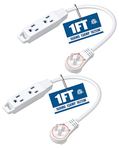 2 Pack Rotating Flat Plug Extension Cord Strip