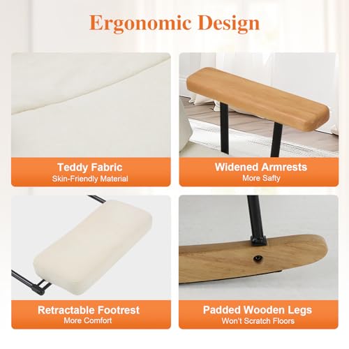 Glider Rocking Chair with Footrest and Adjustable Backrest