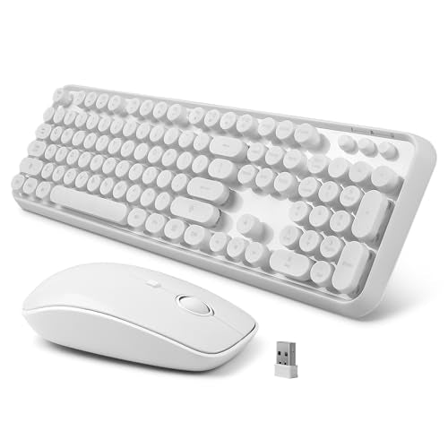 Wireless Keyboard and Mouse Combo, Retro Typewriter Style