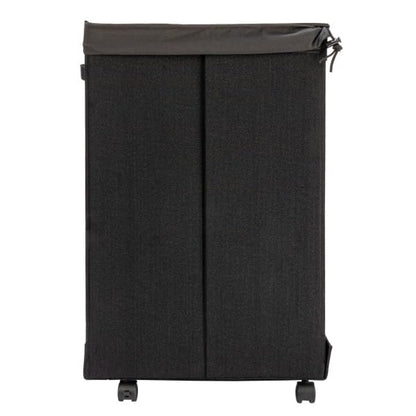 Household Essentials Narrow Collapsible Laundry Hamper with Liner and Lid, Black HE1059