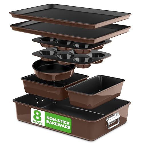 NutriChef 8-Piece Nonstick Stackable Bakeware Set