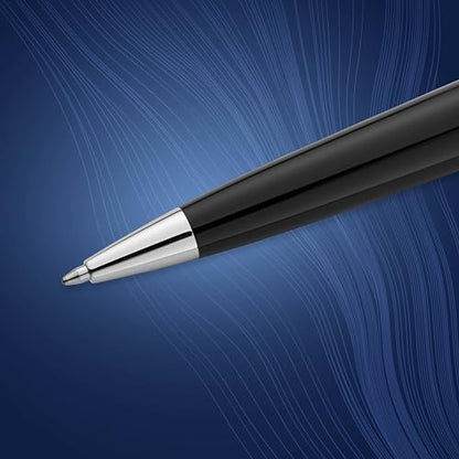 Waterman Expert Ballpoint Pen Gloss Black with Chrome Trim Medium Tip Blue Ink Gift Box