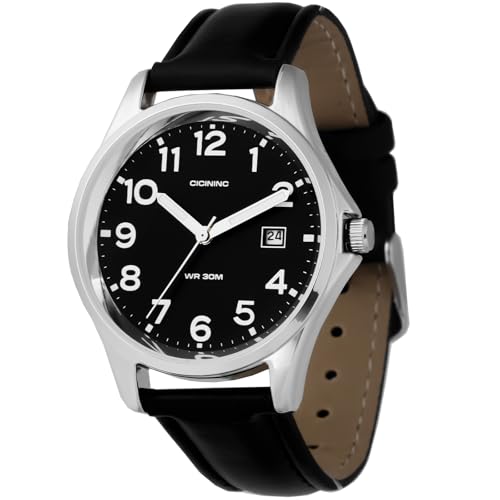 Analog Wind Up Leather Band Wrist Watch 38mm