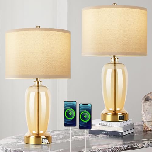 2 Pack Touch Table Lamps with USB Ports, Dimmable