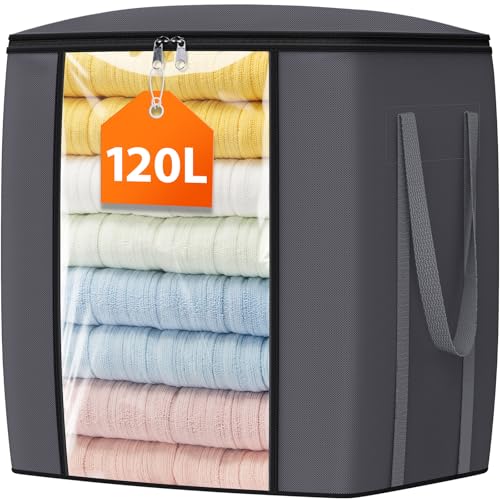 120L Extra Large Clothes Storage Bags, Foldable Organizer