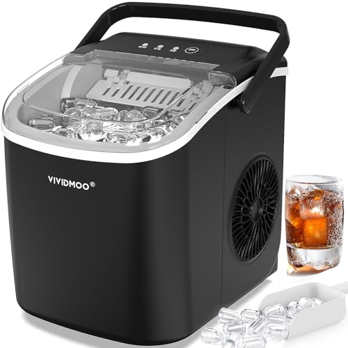 26lbs Countertop Ice Maker, Bullet Ice Machine, Self-Cleaning