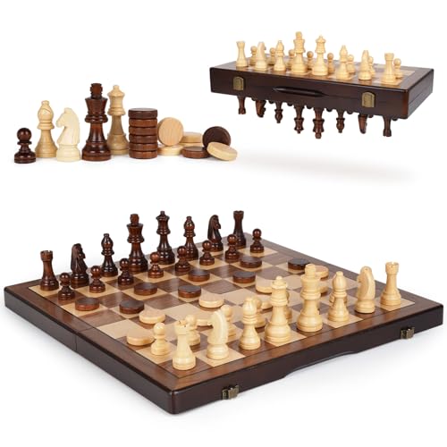 2 in 1 Magnetic Chess and Checkers Set 15"