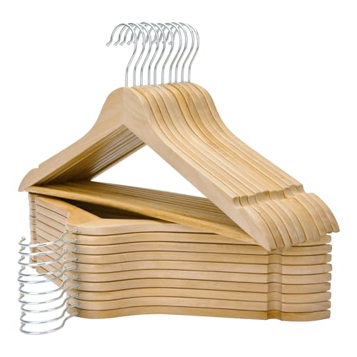 20 Pack Wooden Clothes Hangers with Swivel Hooks
