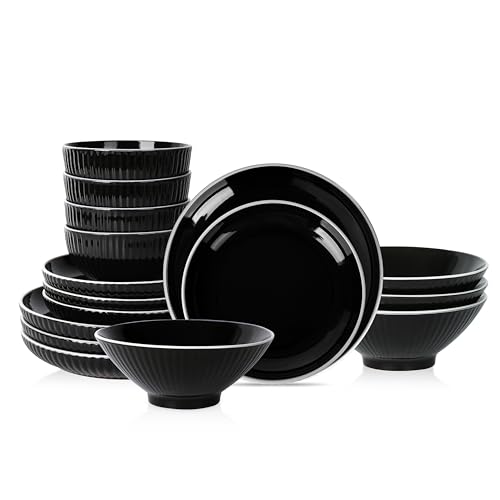 16-Piece Stoneware Dinnerware Set with Plates and Bowls