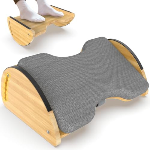 Bamboo Adjustable Under Desk Foot Rest with Cushion