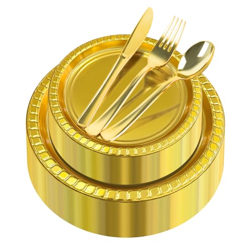 250 Piece Disposable Plastic Plates and Cutlery Set