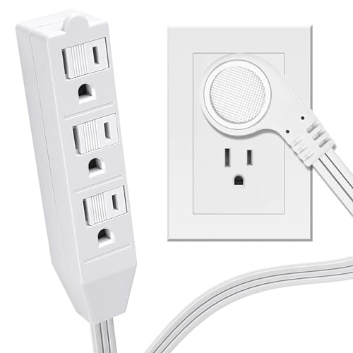 2 Pack Short 3 Outlet Power Strip Extension Cord