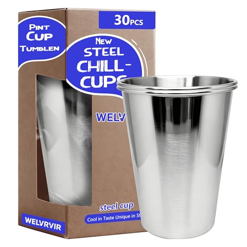 30 Pack 20oz Stainless Steel Reusable Pint Cups