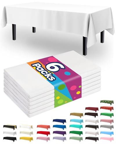 6 Pack Disposable Plastic Rectangle Tablecloths