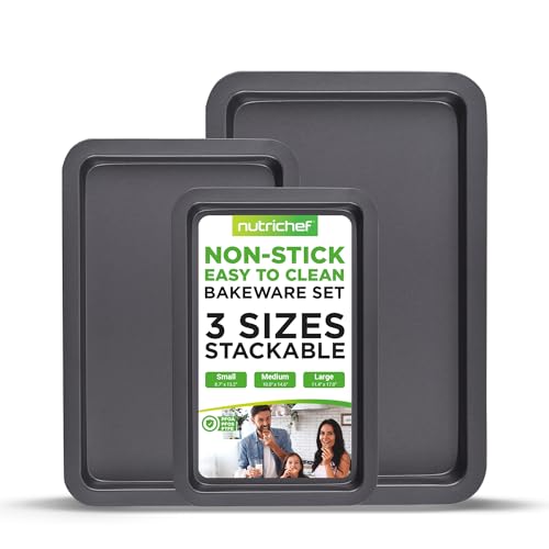 3 Piece Nonstick Cookie Sheet Baking Pan Set