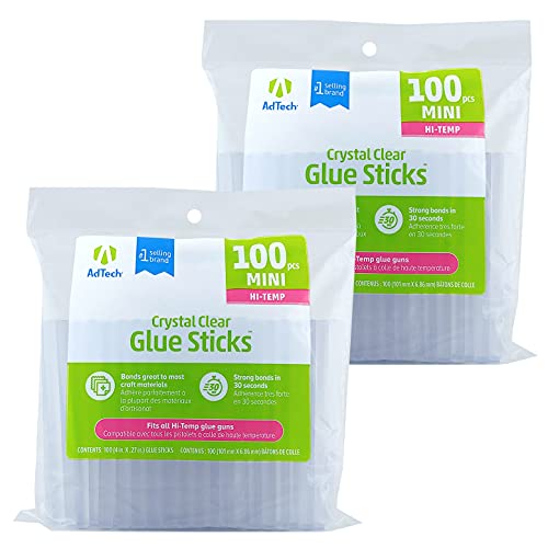 200 Pack Adtech Mini Hot Glue Sticks 4-Inch