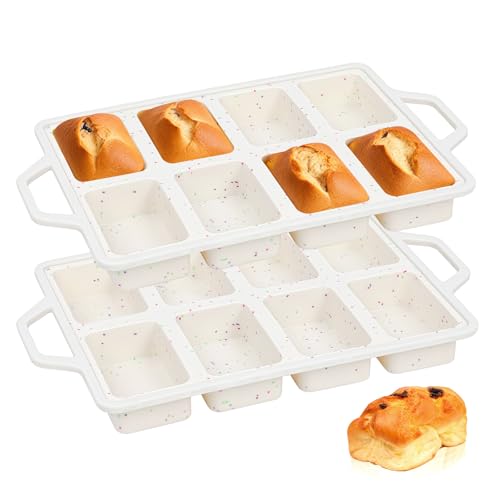 2 Pack Mini Silicone Loaf Pans, 8 Cavity