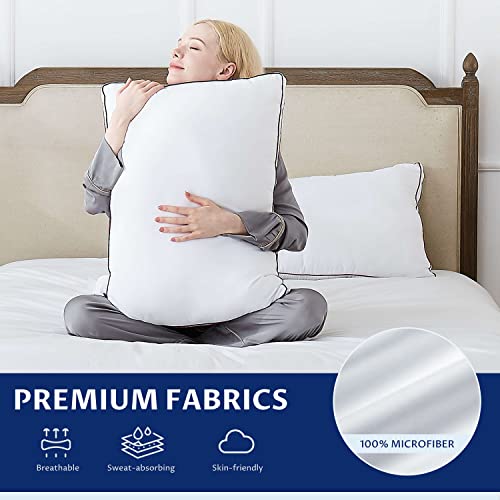 Homemate Bed Pillows for Sleeping - Standard Size(20"x26") Set of 2 Gusset Pillows Allergy Friendly Microfiber Shell Fluffy Down Alternative Filling Pillow Suitable Back Stomach or Side Sleepers