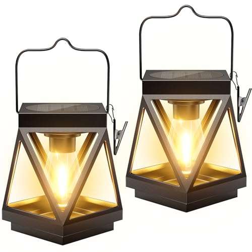2 Pack Solar Hanging Outdoor Lanterns