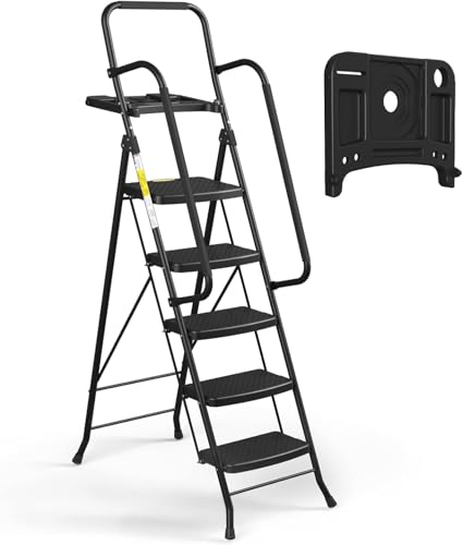 Folding Step Ladder with Wide Anti-Slip Pedal