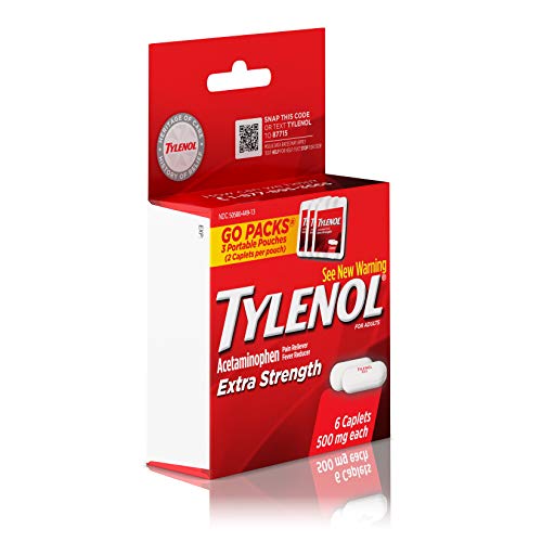 Tylenol Extra Strength Caplets with 500 mg Acetaminophen, Pain Reliever & Fever Reducer, 6 ct (Pack of 4)