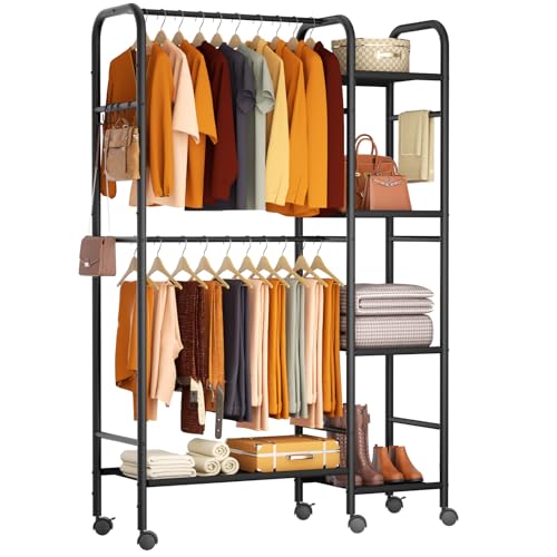 4-Tier Heavy Duty Freestanding Clothes Rack with Shelves