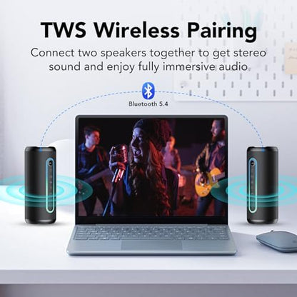 Portable Bluetooth Speakers, IPX7 Waterproof Speaker Bluetooth Wireless, 30W Loud Stereo Sound, 30H Playtime, RGB Lights, TWS Pairing, Portable Speaker Bluetooth 5.4 for Outdoor/Home/Party, Gift Ideas