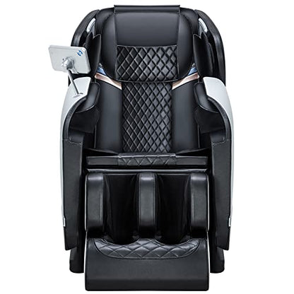 BONTEC Massage Chair Full Body Recliner - Zero Gravity with Heat and Shiatsu Foot Massage Office Chair LCD Touch Screen Display Bluetooth Speaker Airbags Foot Rollers (White)