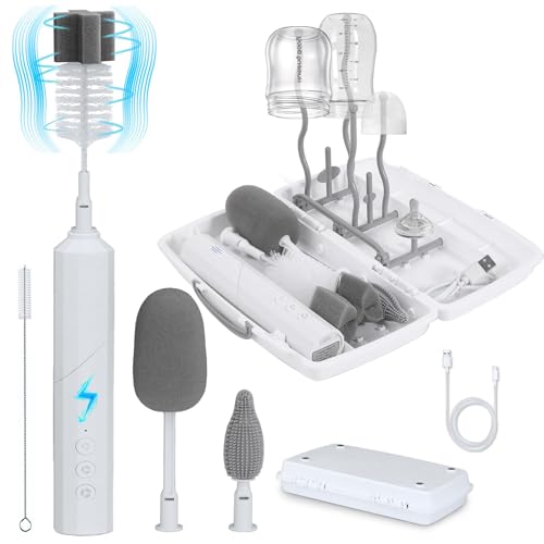 Electric Baby Bottle Cleaner Kit with Drying Rack