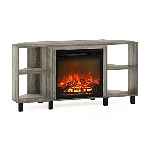 Furinno Corner Fireplace TV Stand for 55" TVs